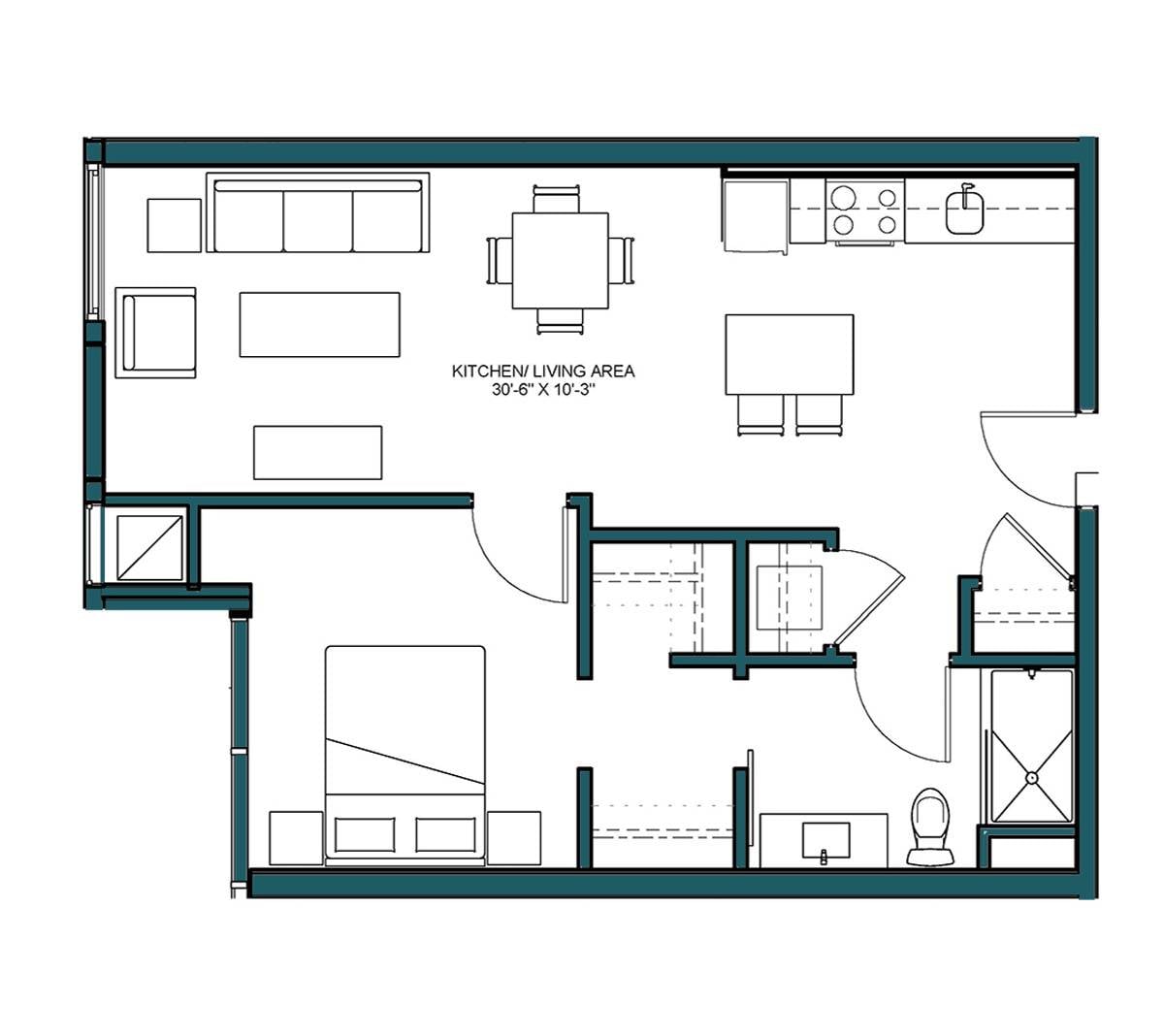 1 Bed/1 Bath-B1M floor plan