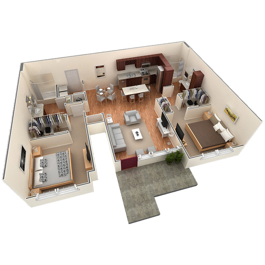 2 BR Grand Courtyard Garage floor plan