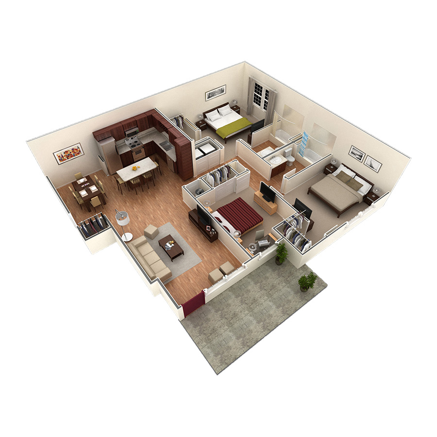 3 BR Grand Courtyard Garage floor plan