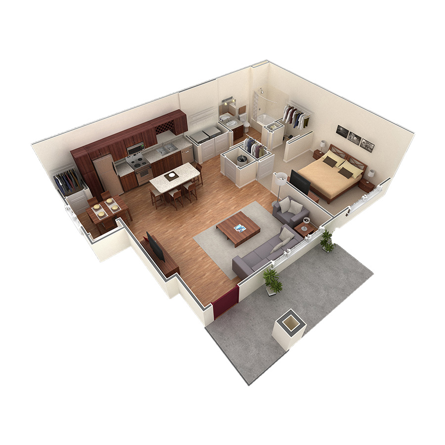1 BR Grand Courtyard floor plan