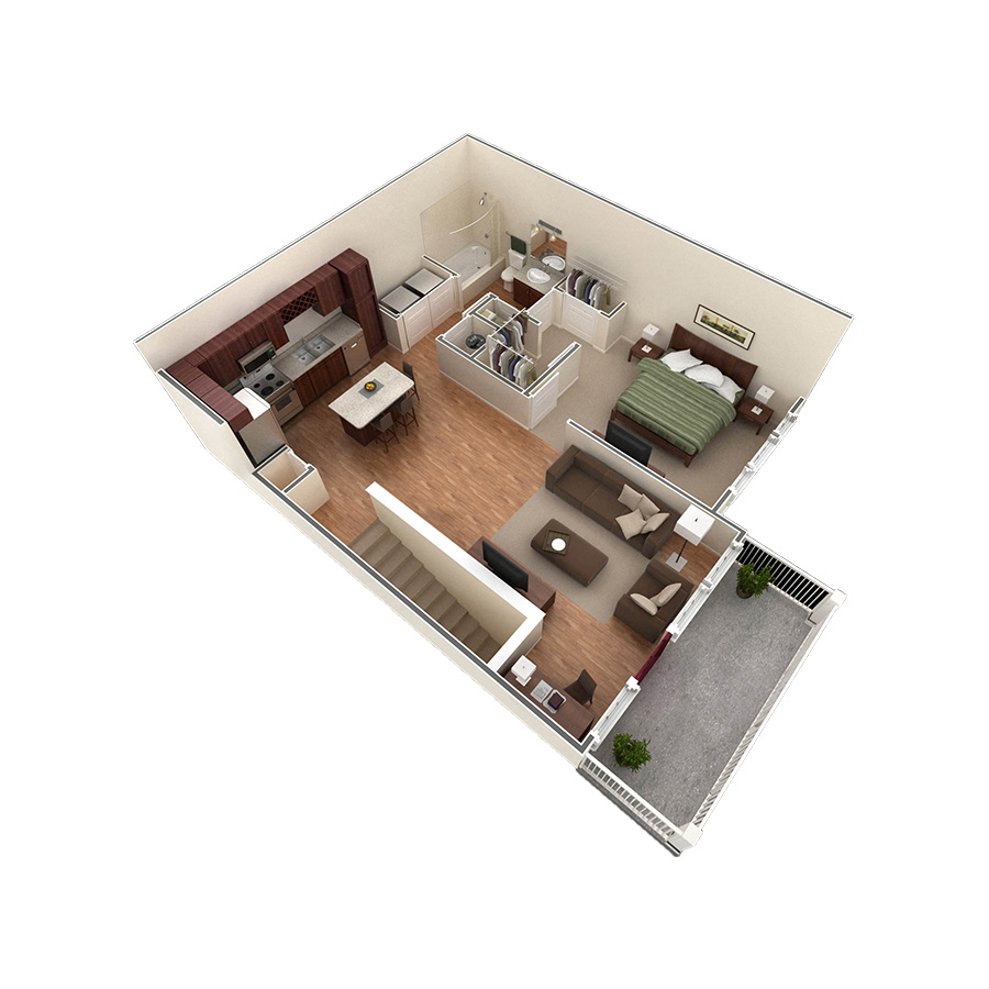 1 BR Designer Overlook floor plan