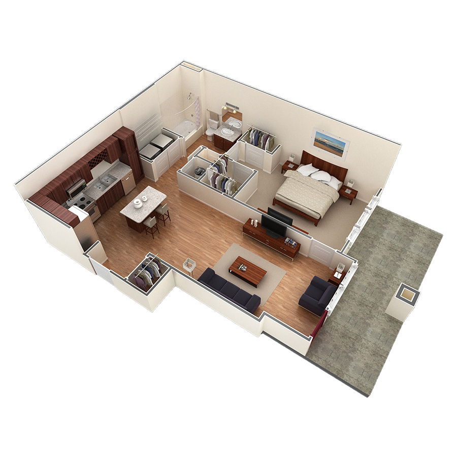 1 BR Designer Courtyard floor plan