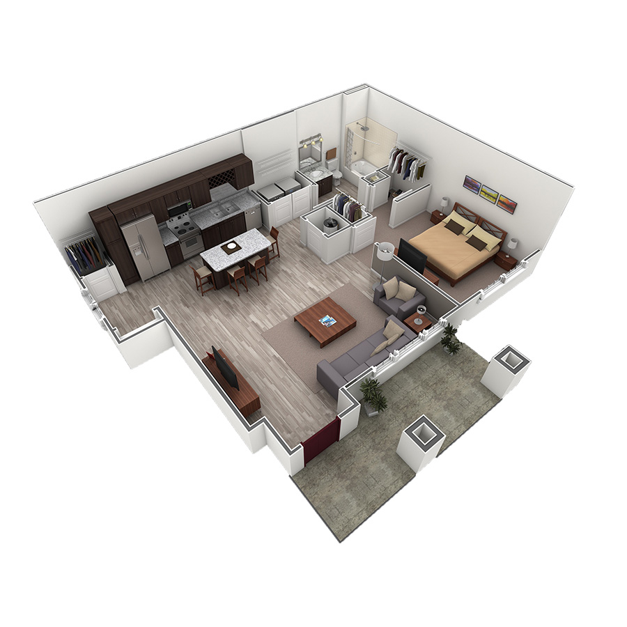 1 BR Grand Courtyard floor plan