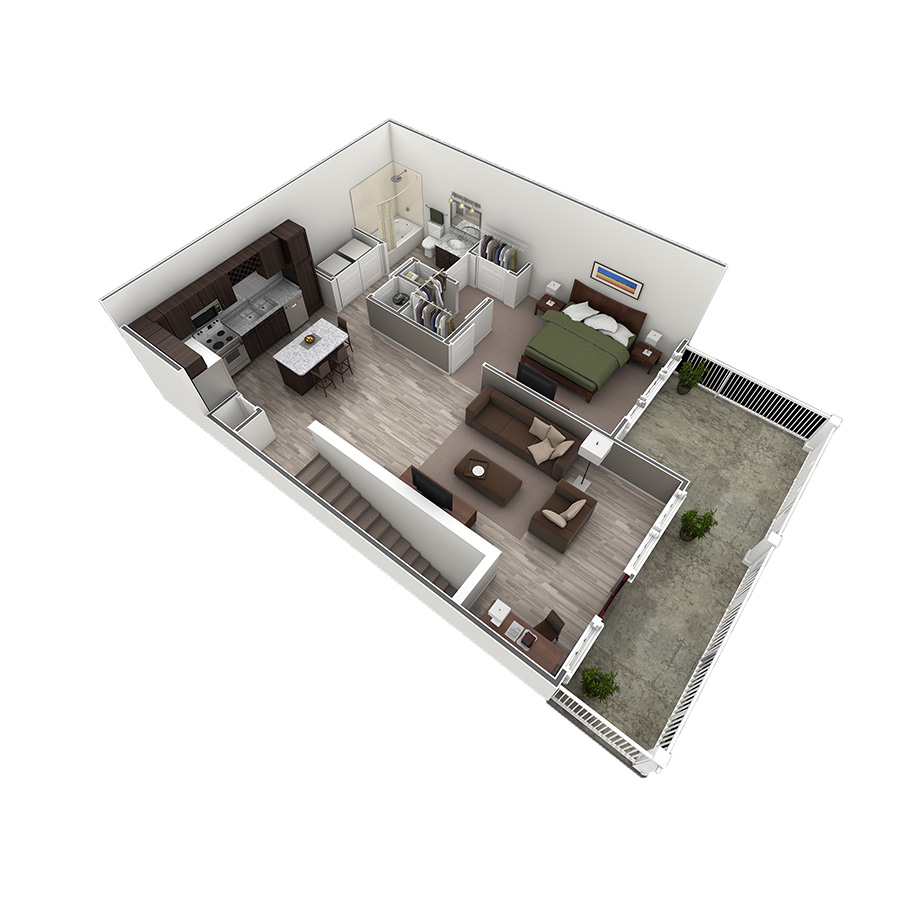 1 BR Designer Overlook floor plan