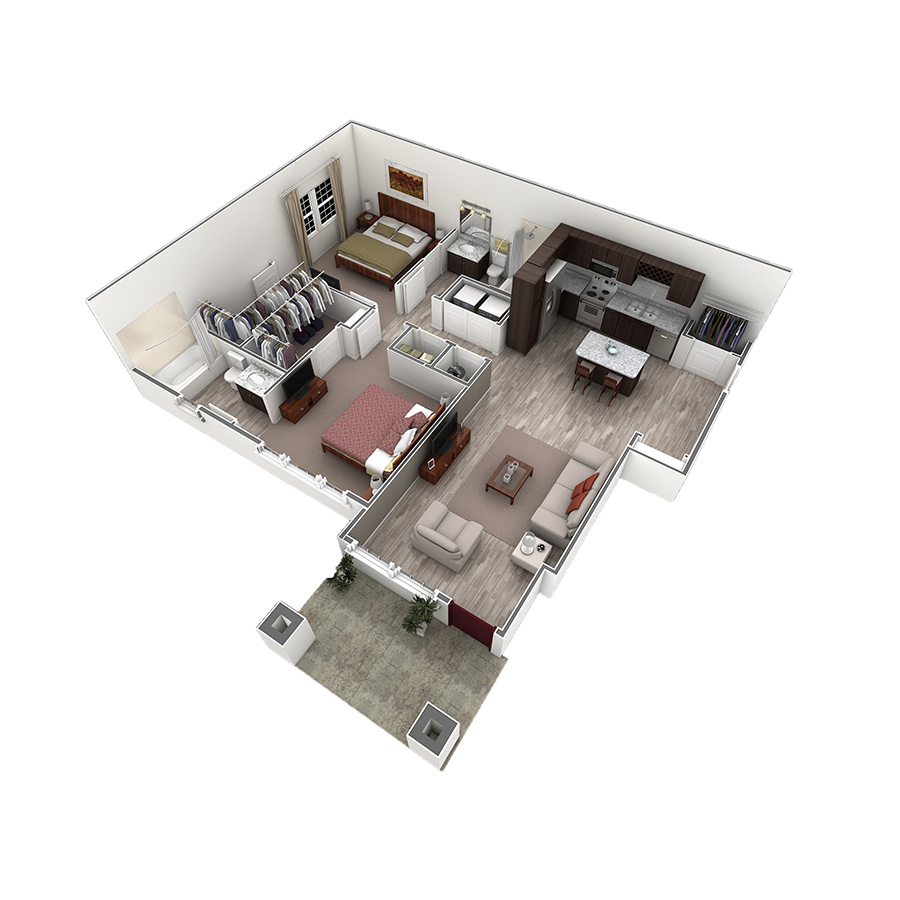 2 BR Designer Courtyard Garage floor plan