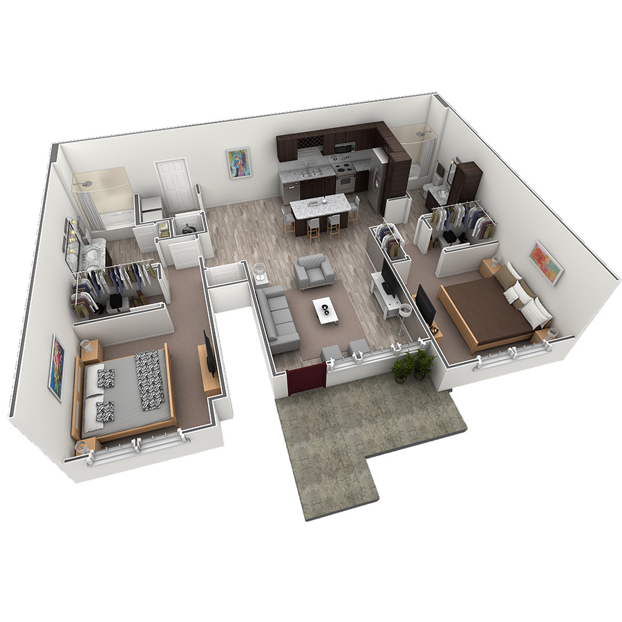 2 BR Grand Courtyard floor plan