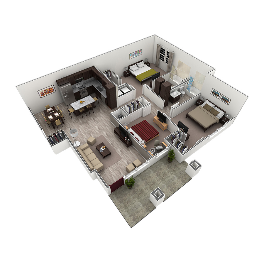 3 BR Grand Courtyard Garage floor plan