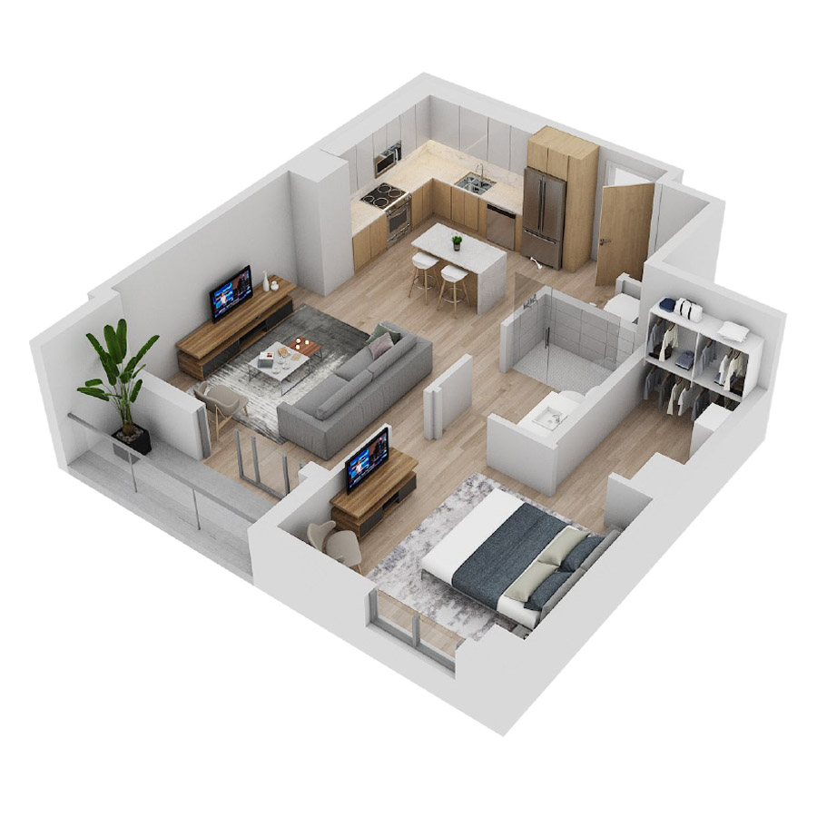 #CAS3708 - 1 bedroom floorplan layout with 1 bathroom and 759 square feet