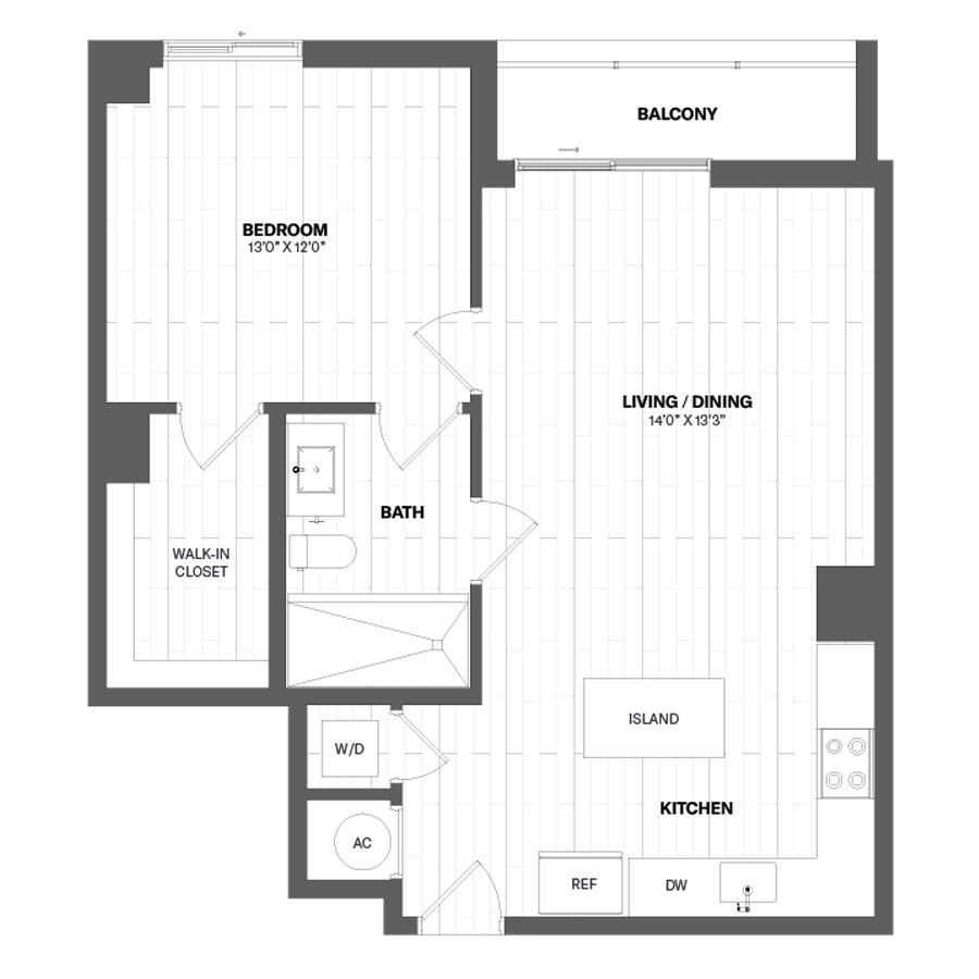 #CAS3708 - 1 bedroom floorplan layout with 1 bathroom and 759 square feet