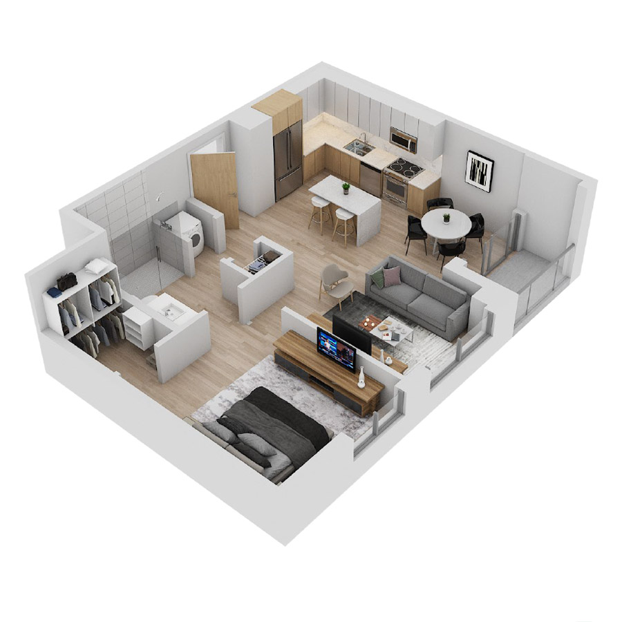 #CAS0209 - 1 bedroom floorplan layout with 1 bathroom and 738 square feet