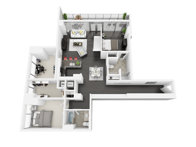 2 Bed/2 Bath Den-A floor plan