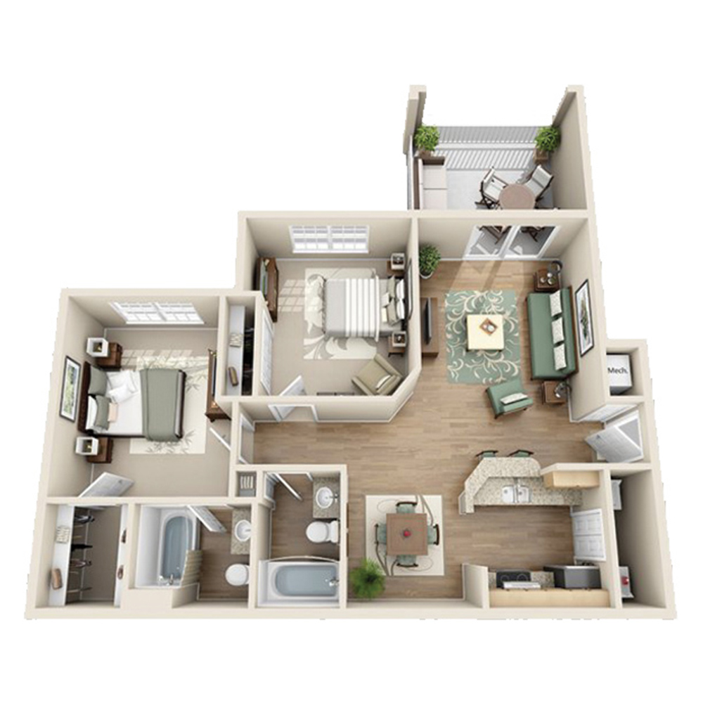 The NoDa W/Patio floor plan