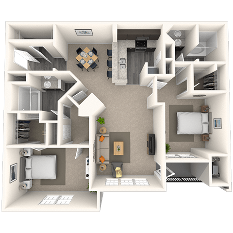Traditional 2x2 1167-1524 SF floor plan