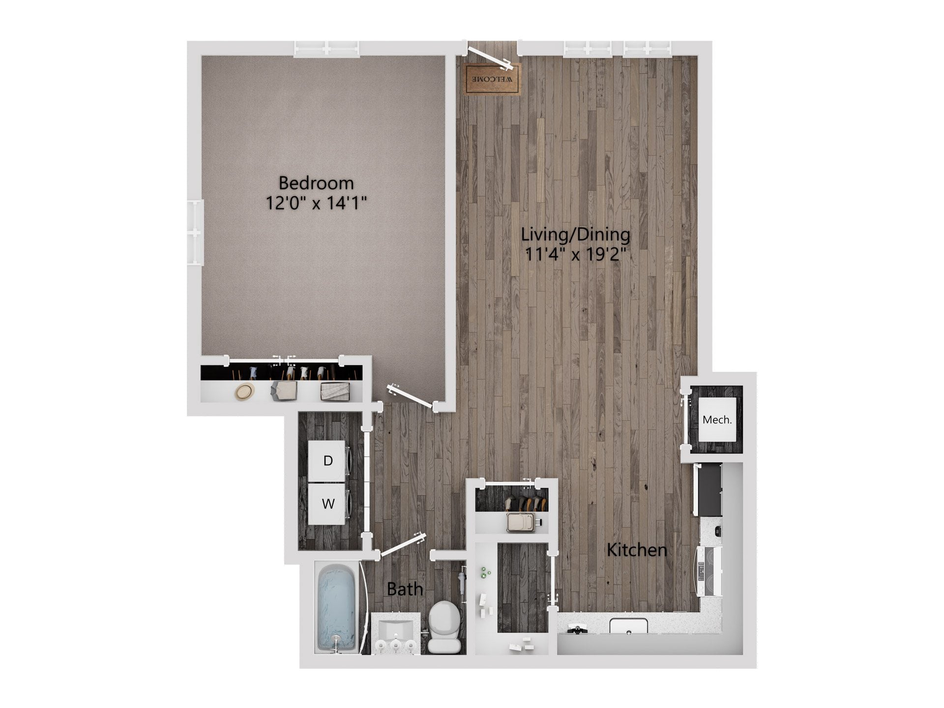 Glenwood (1/1) floor plan