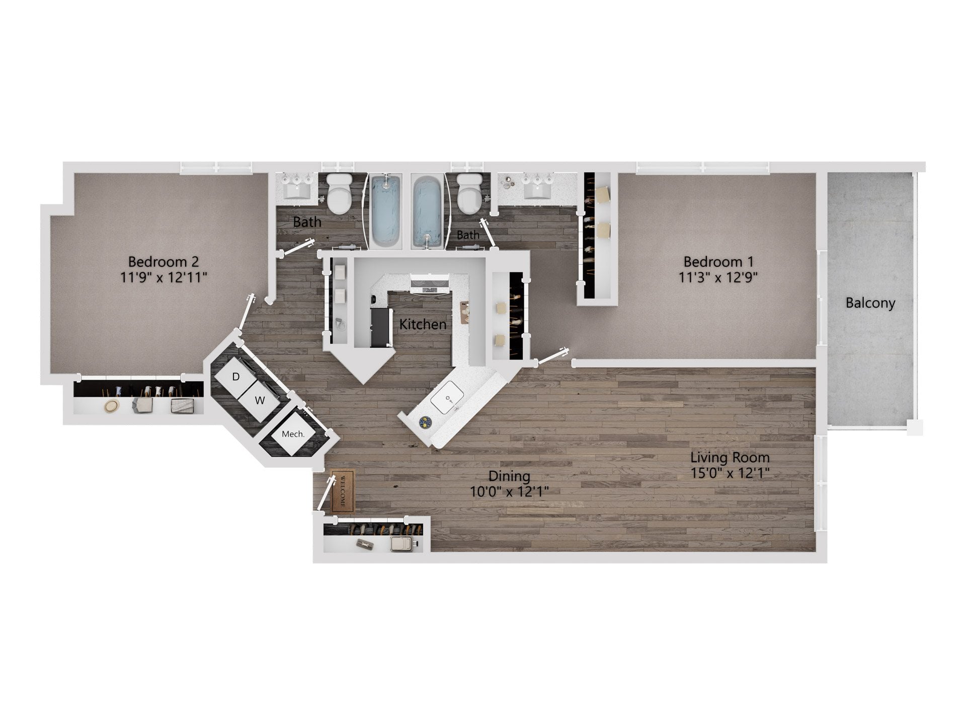 Worthington (2/2) floor plan