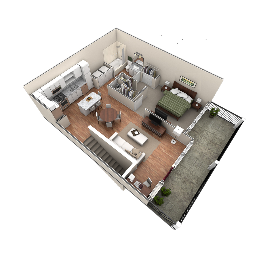 1 BR Designer Overlook floor plan