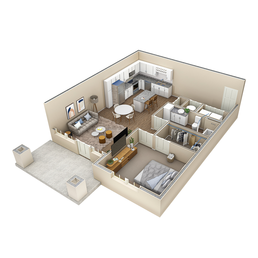 1 BR Vue Courtyard floor plan