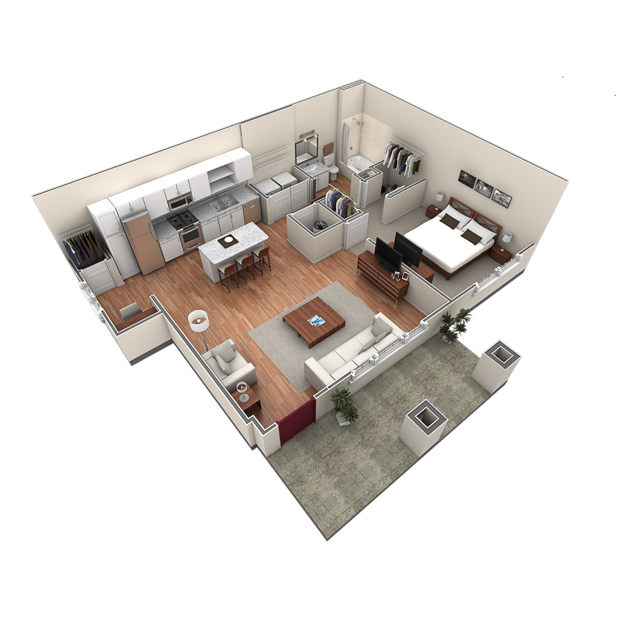 1 BR Grand Courtyard floor plan