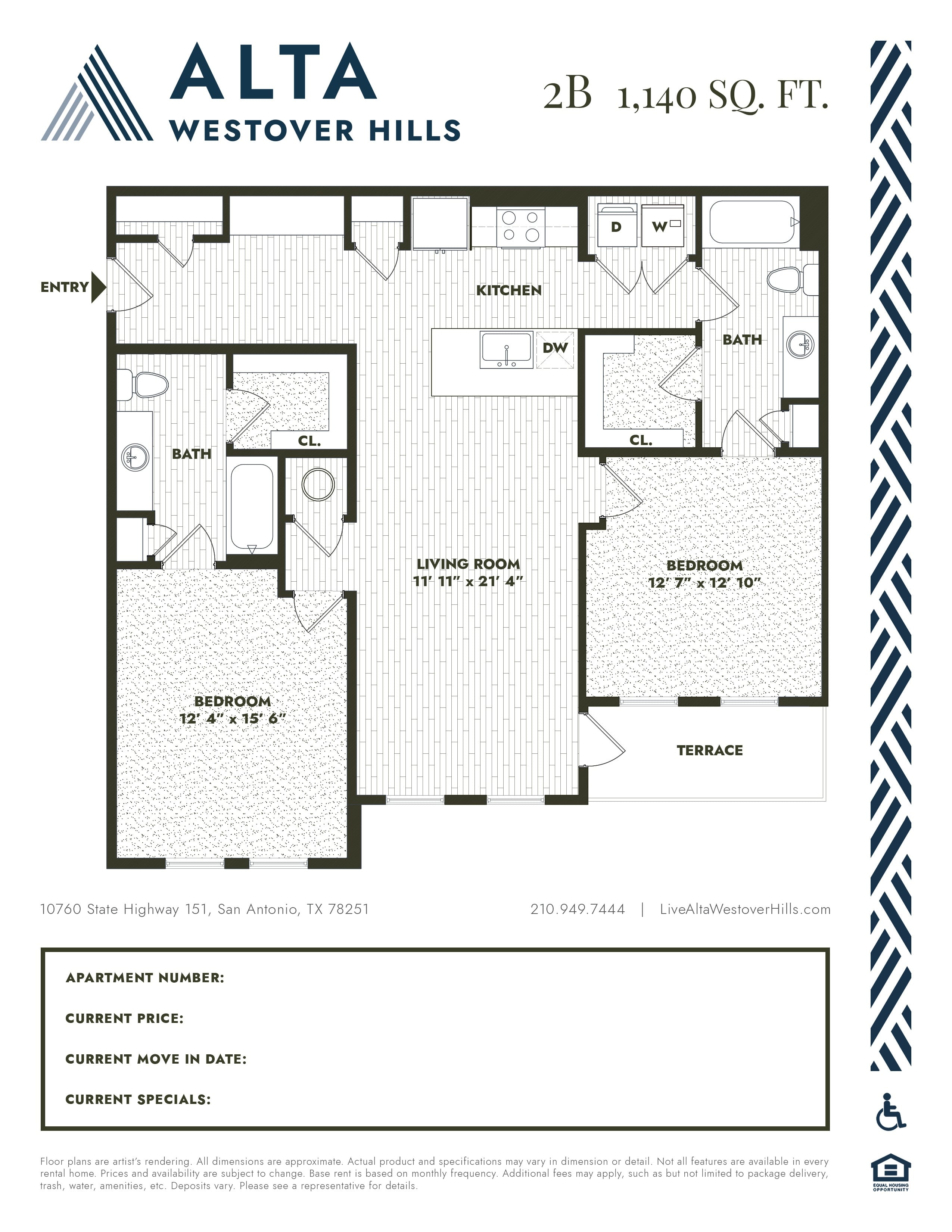 2BA floor plan