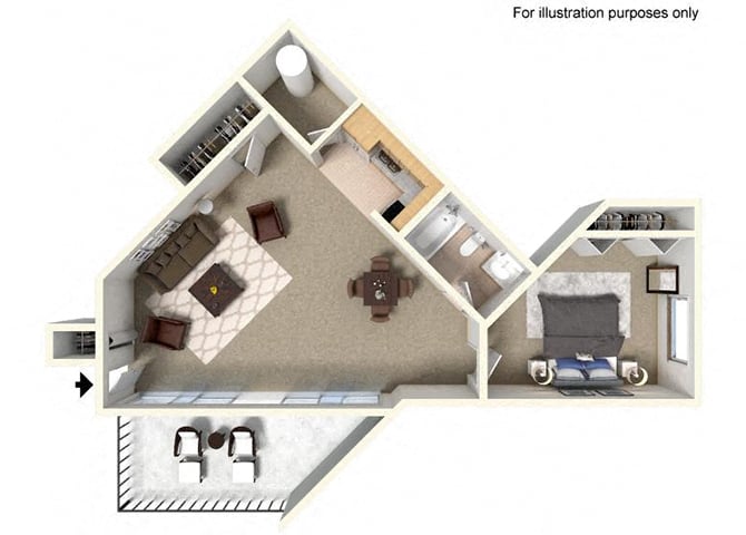 One Bedroom Renovated floor plan