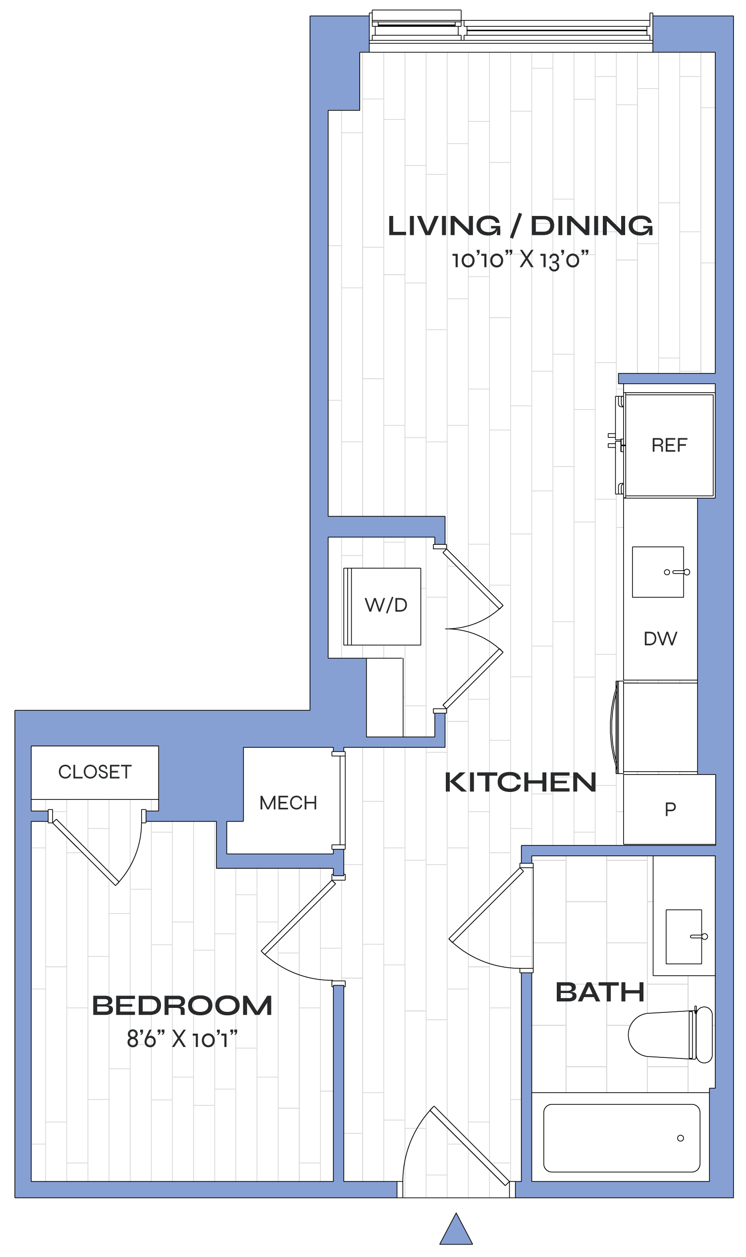 1 Bed/1 Bath Jr - Poplar - A10 floor plan