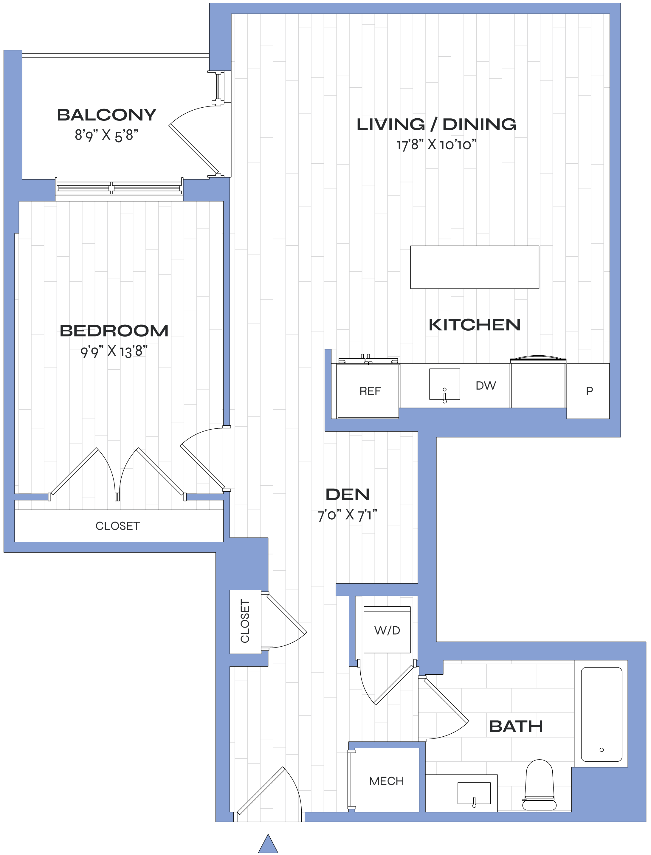 1 Bed/1 Bath Den - Poplar - B03 floor plan