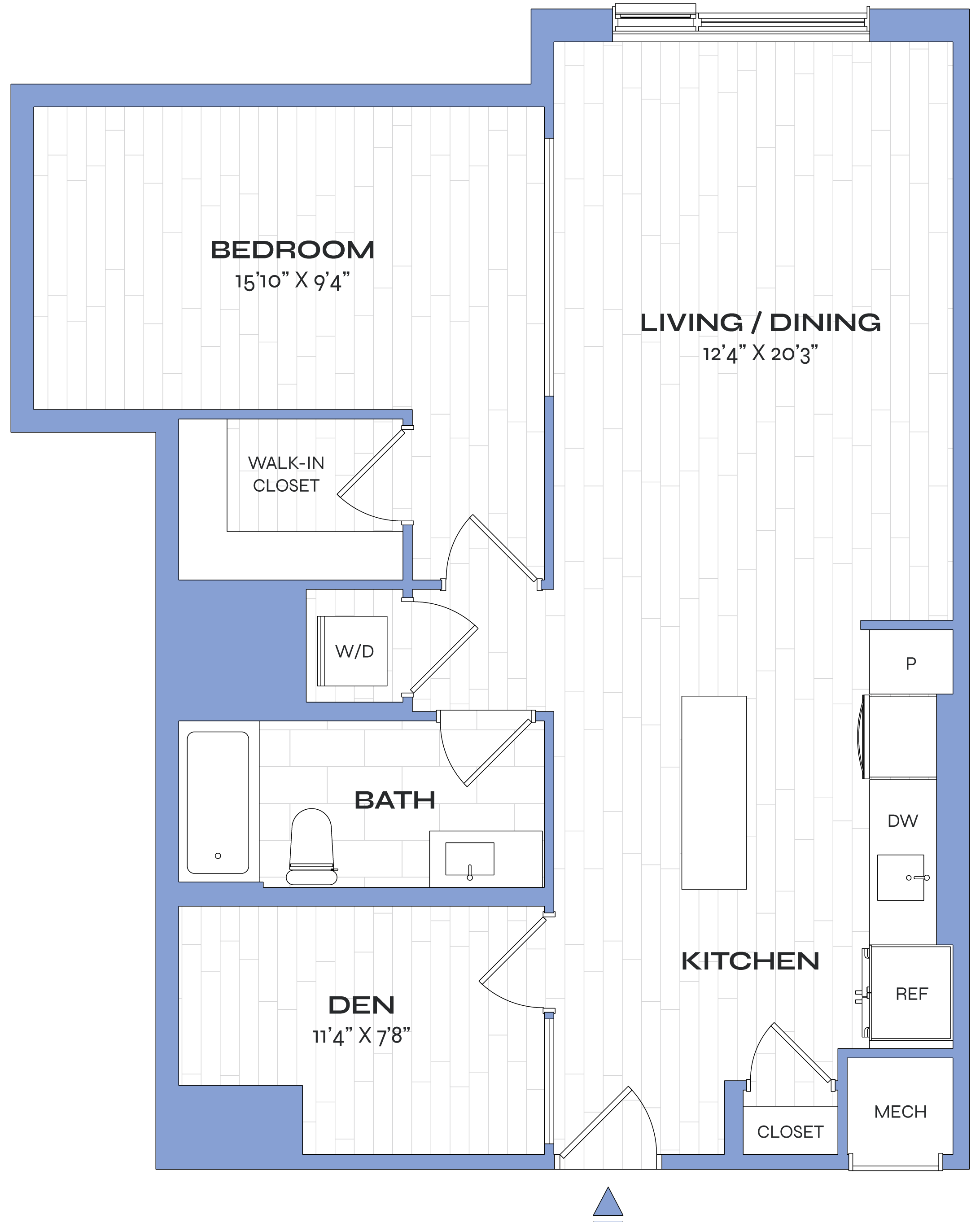 1 Bed/1 Bath Jr Den - Poplar - B07b floor plan