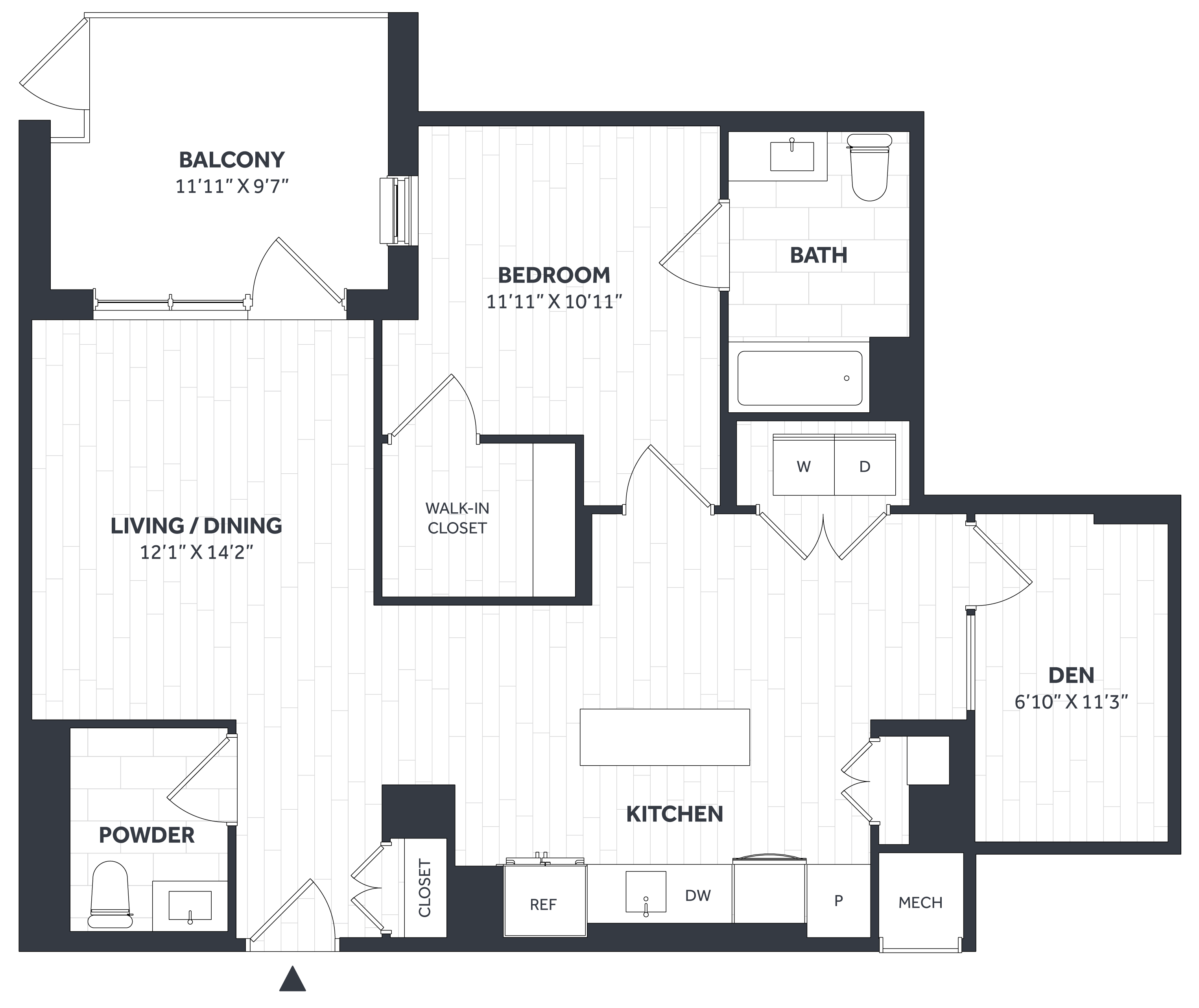 1 Bed/1.5 Bath Den - Stratos - BB04 floor plan