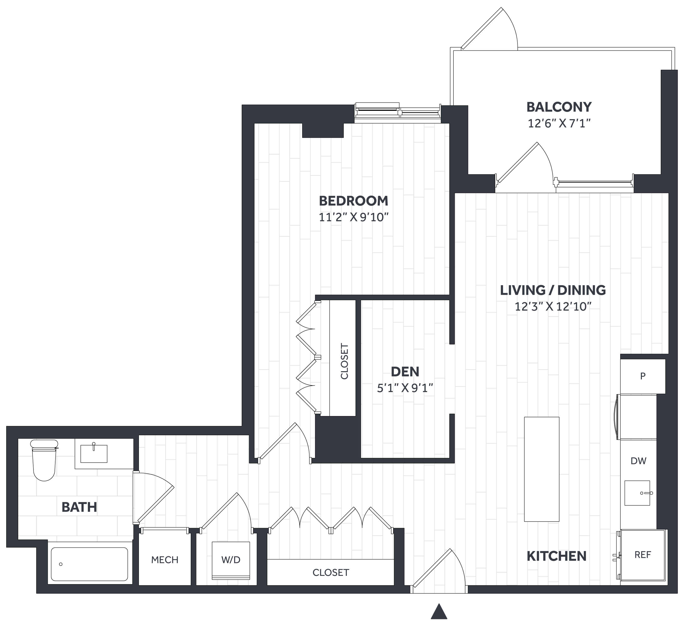 1 Bed/1 Bath Den - Stratos - BB01 floor plan