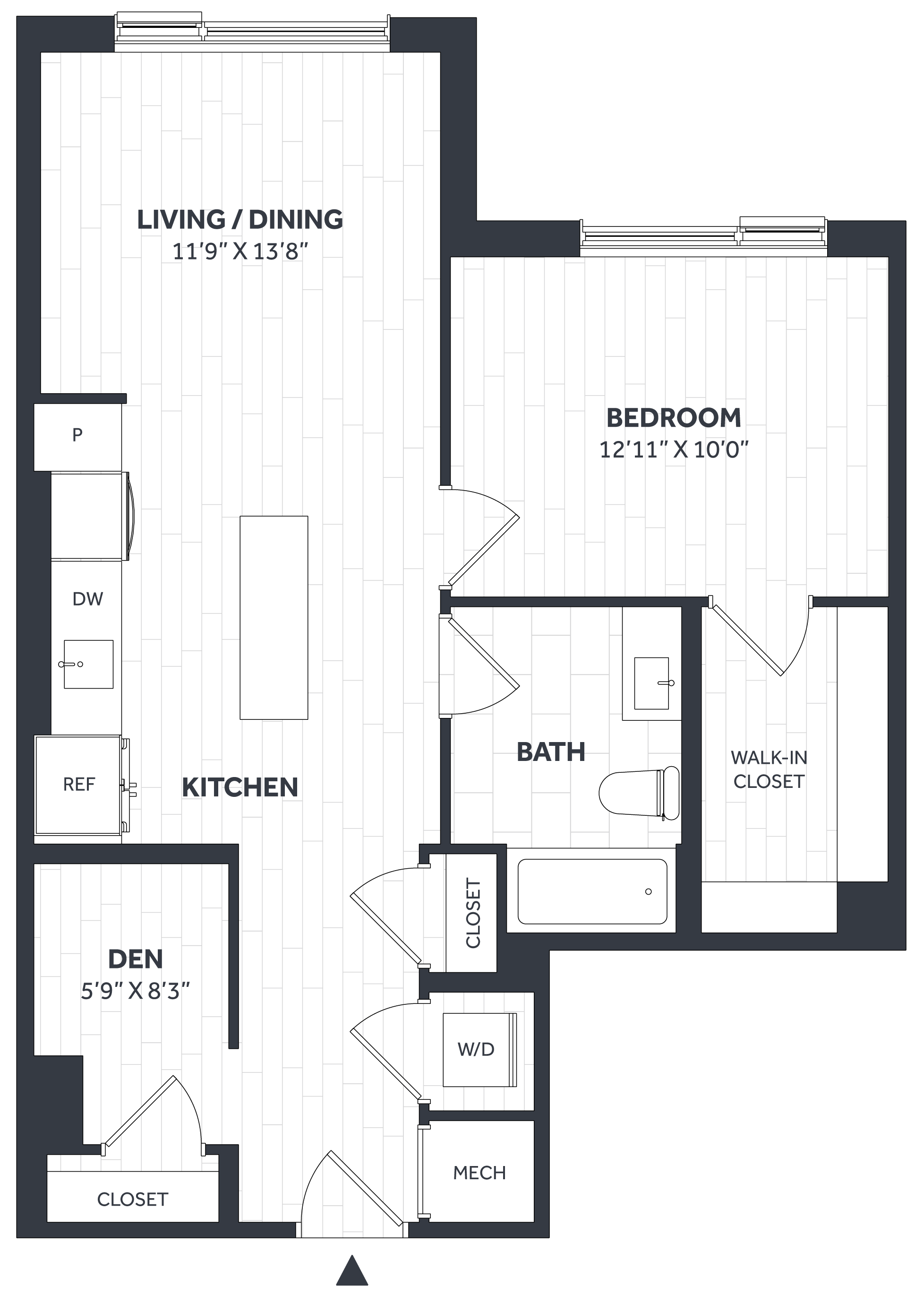 1 Bed/1 Bath Den - Stratos - AA03 floor plan