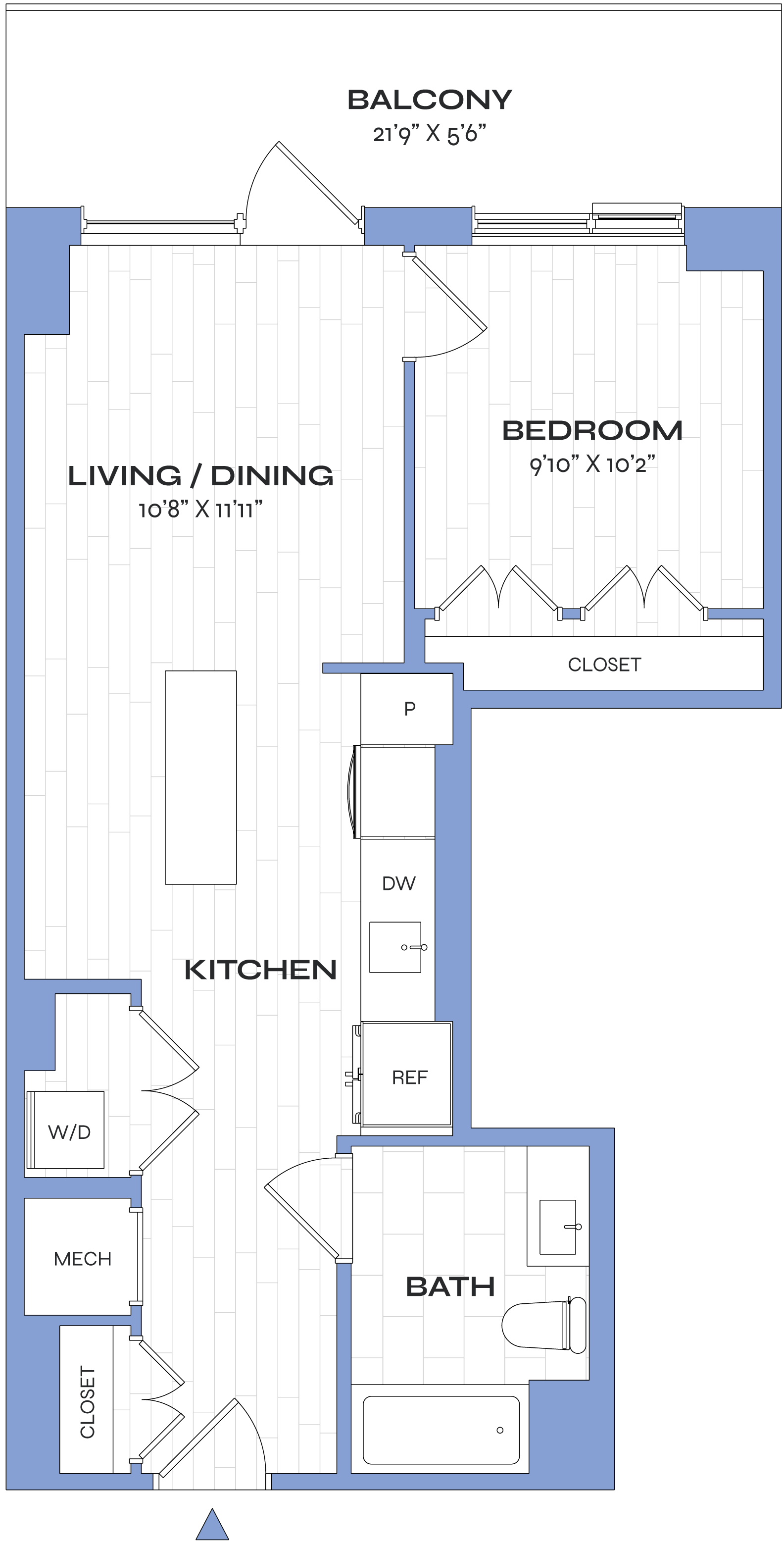 1 Bed/1 Bath - Poplar - A17 floor plan