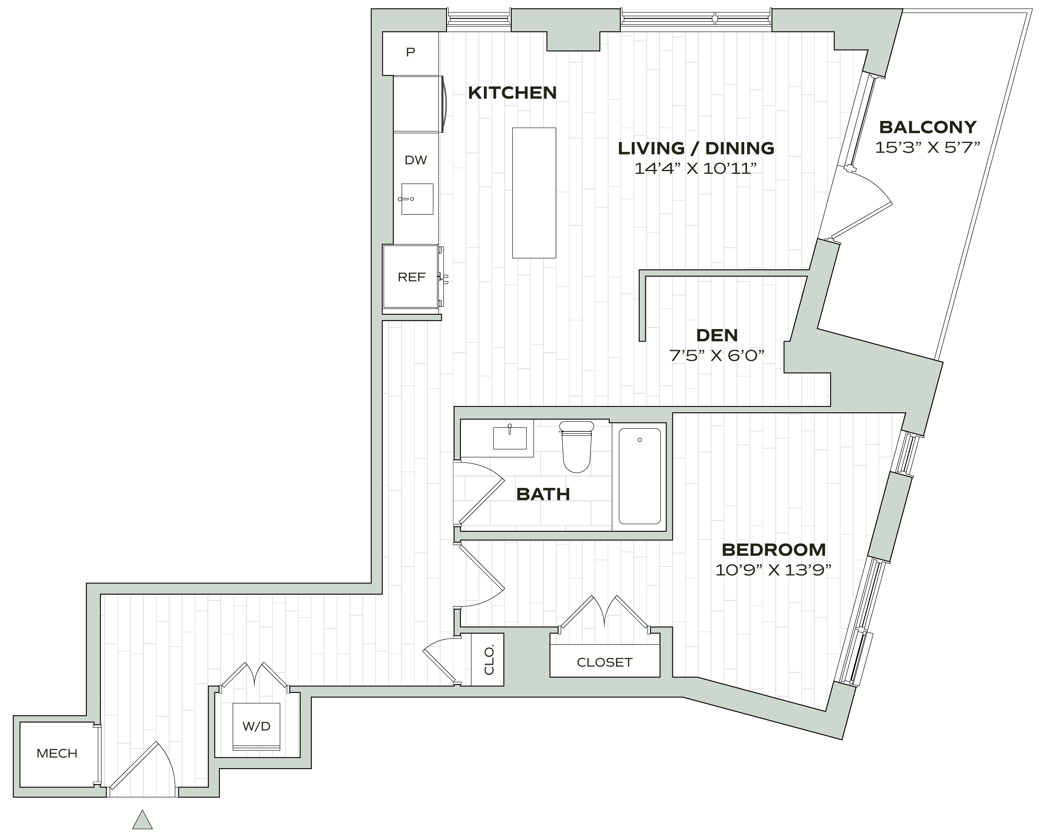 1 Bed/1 Bath Den - Alula - B06 floor plan