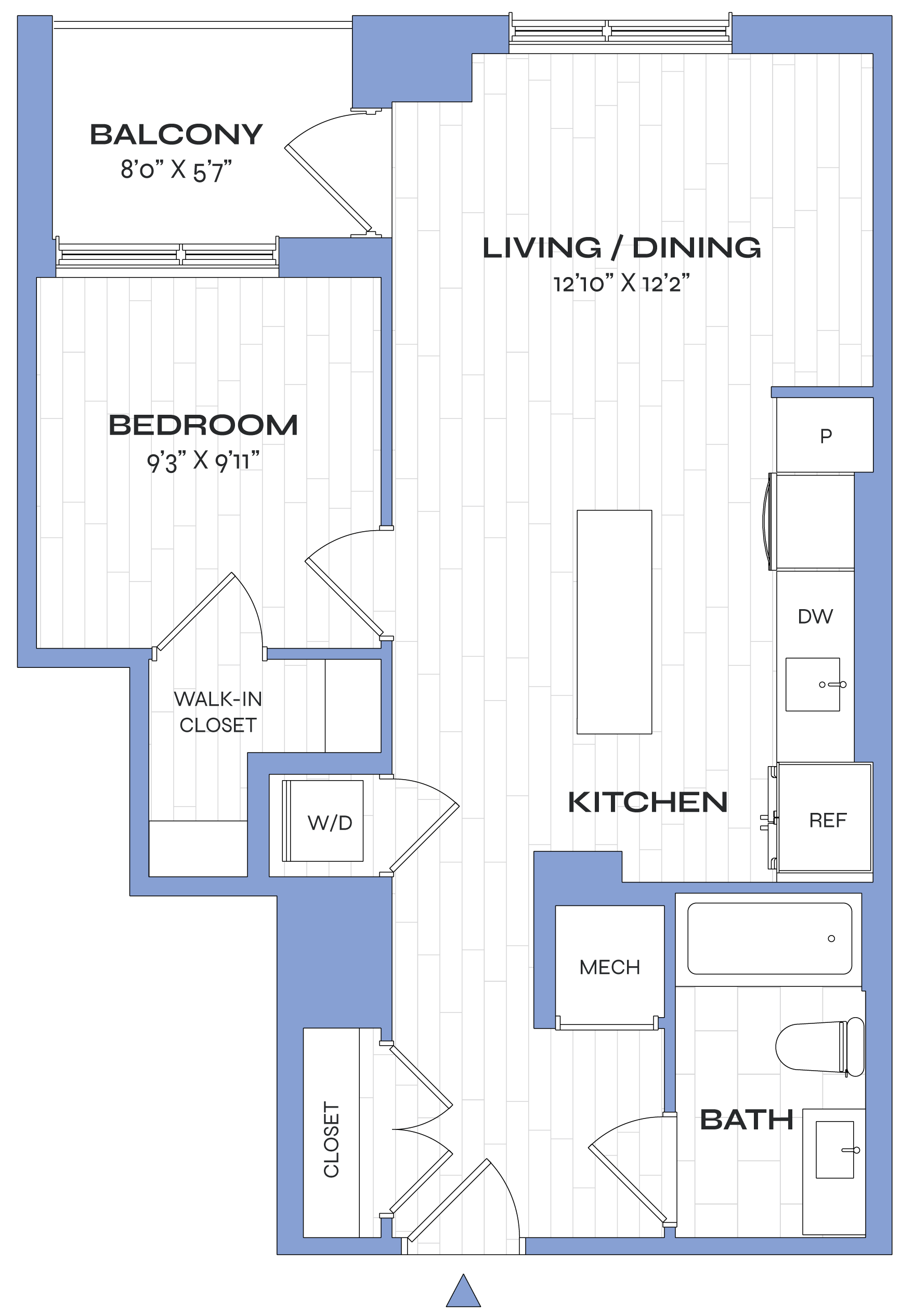 1 Bed/1 Bath - Poplar - A03b floor plan