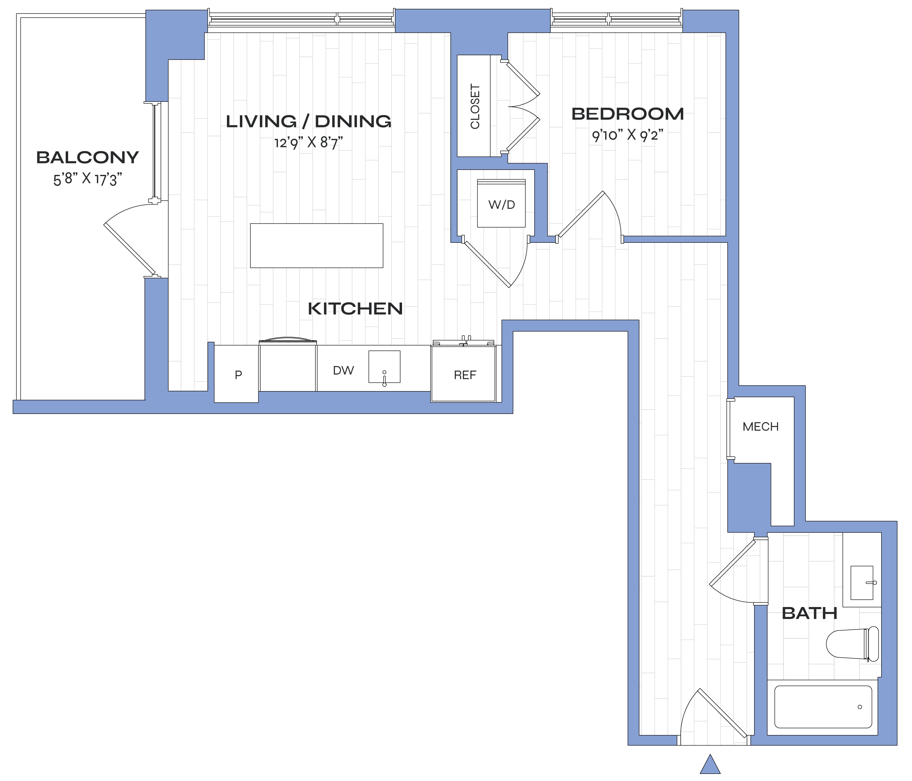 1 Bed/1 Bath - Poplar - A06 floor plan
