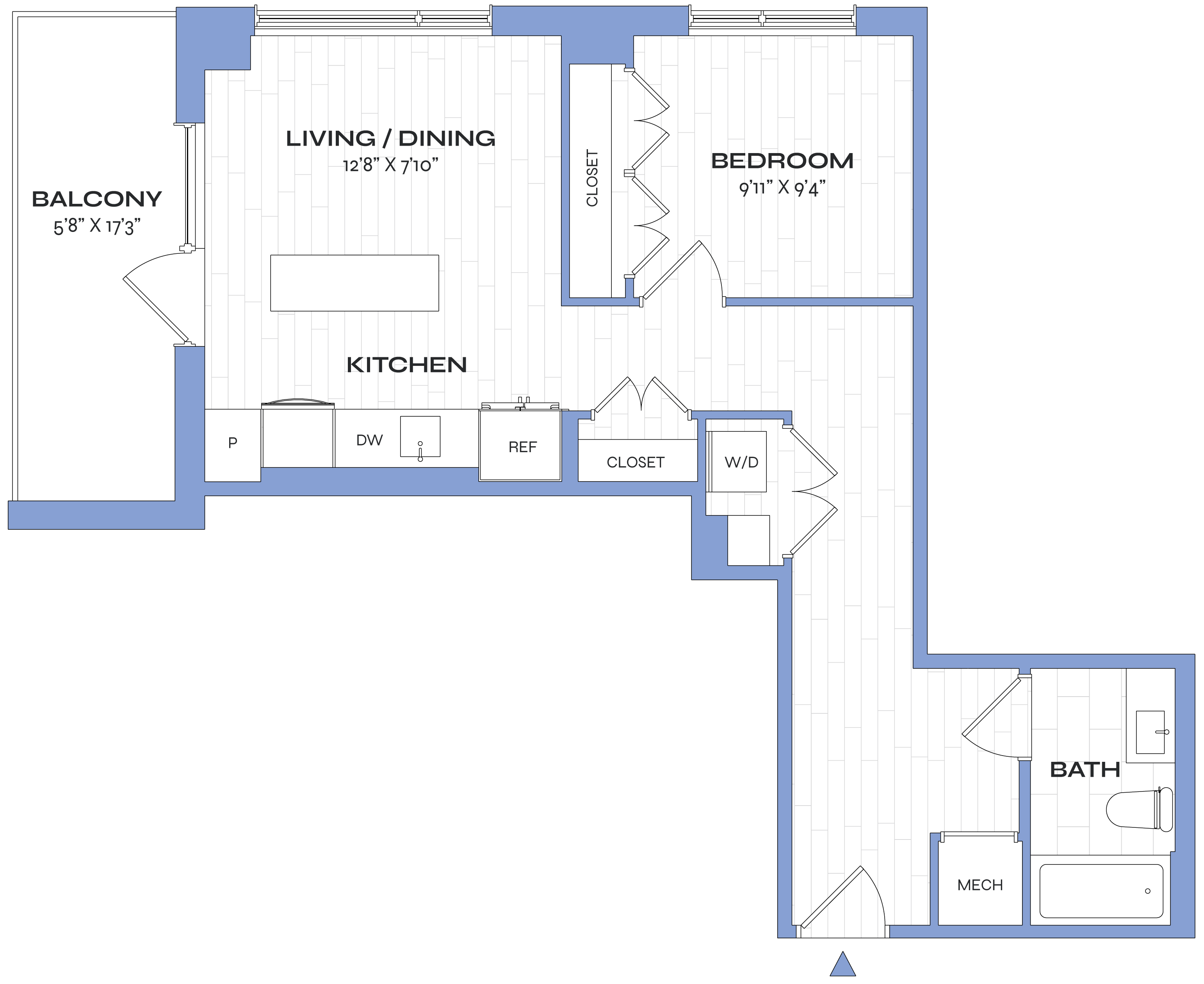 1 Bed/1 Bath - Poplar - A15 floor plan