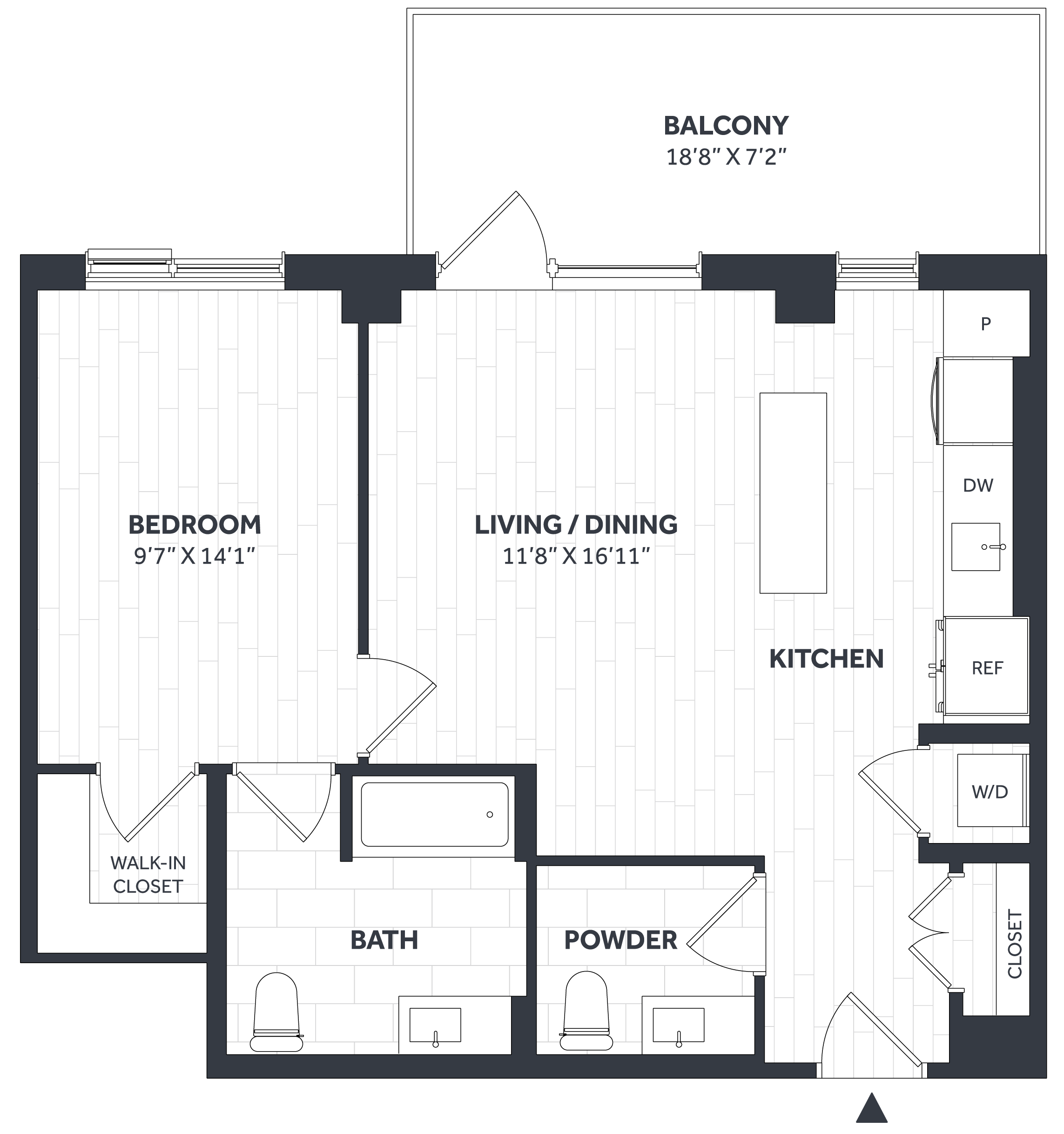 1 Bed/1.5 Bath PH - Stratos - AA04 floor plan