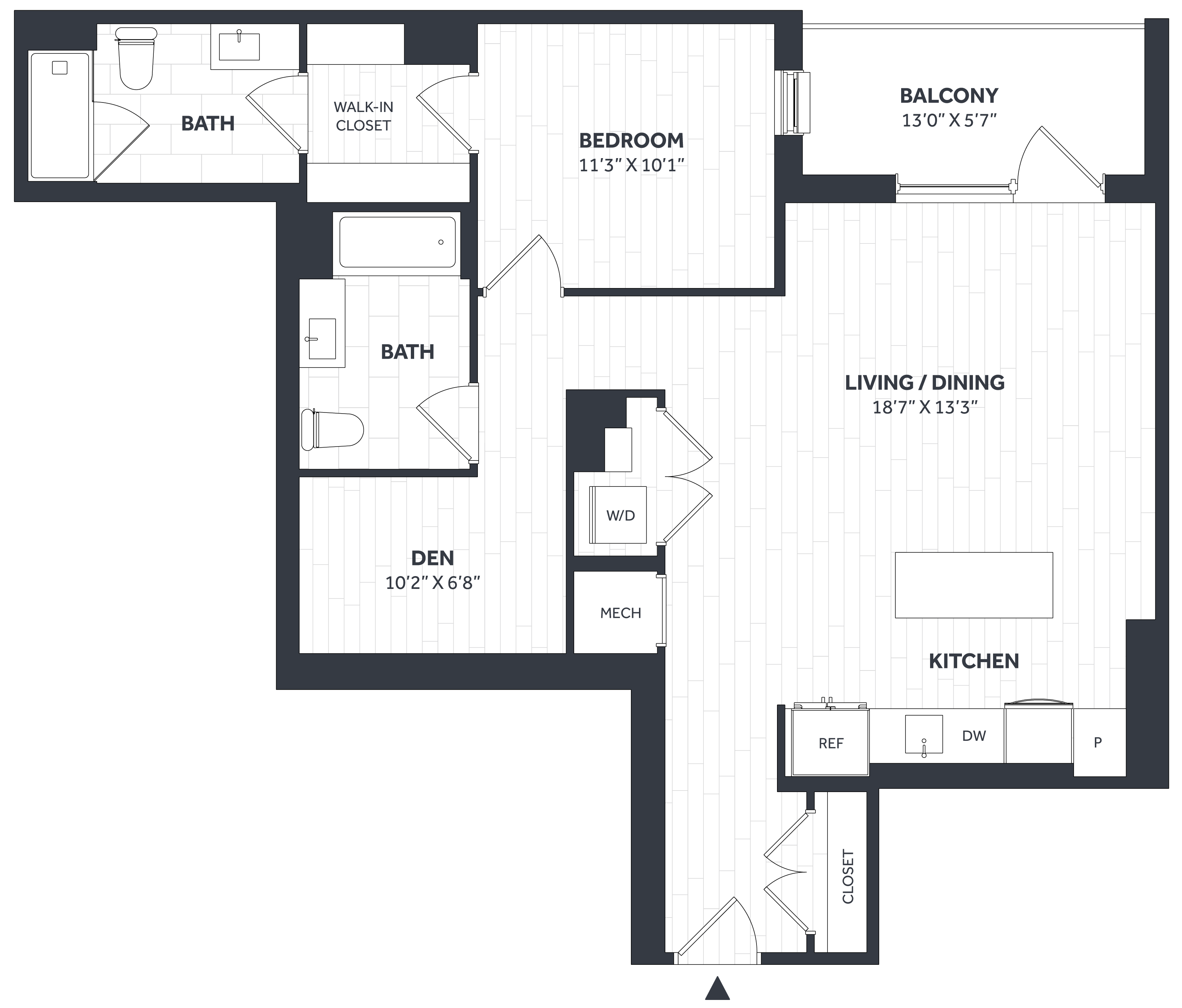 1 Bed/2 Bath Den- Stratos - BB02 floor plan
