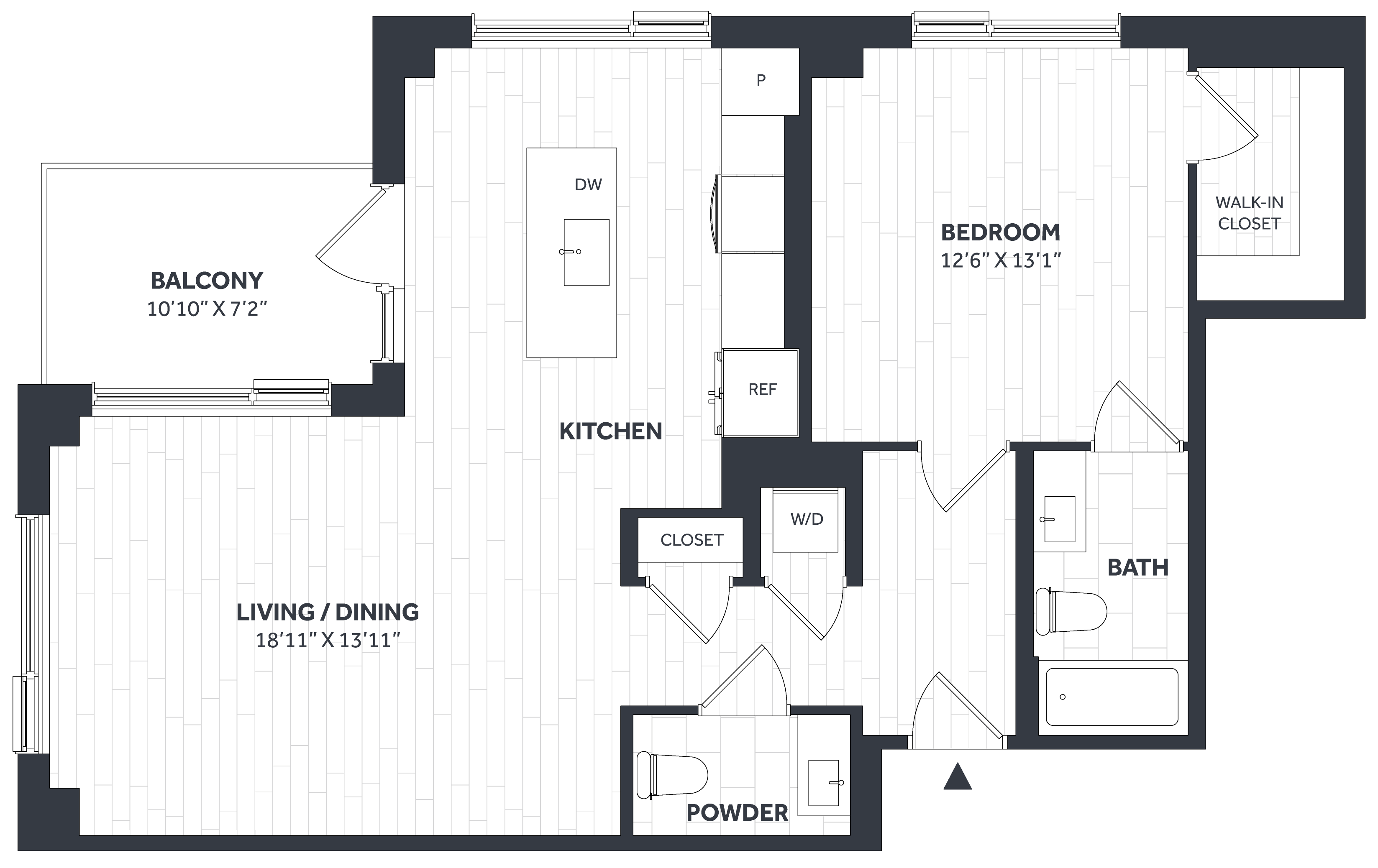 1 Bed/1.5 Bath PH - Stratos - AA05 floor plan
