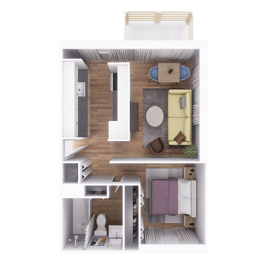 1 Bedroom floor plan