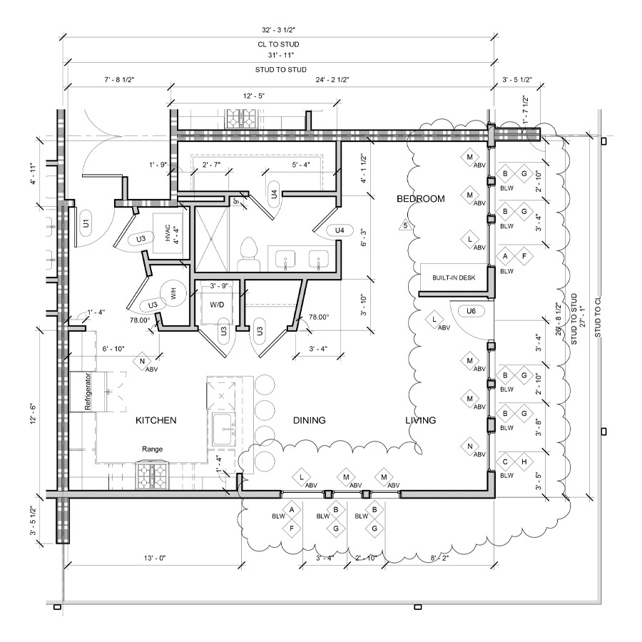 #210 - 1 bedroom floorplan layout with 1 bathroom and 864 square feet