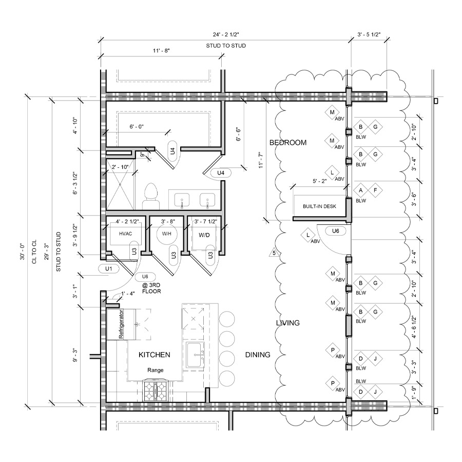#309 - 1 bedroom floorplan layout with 1 bathroom and 875 square feet