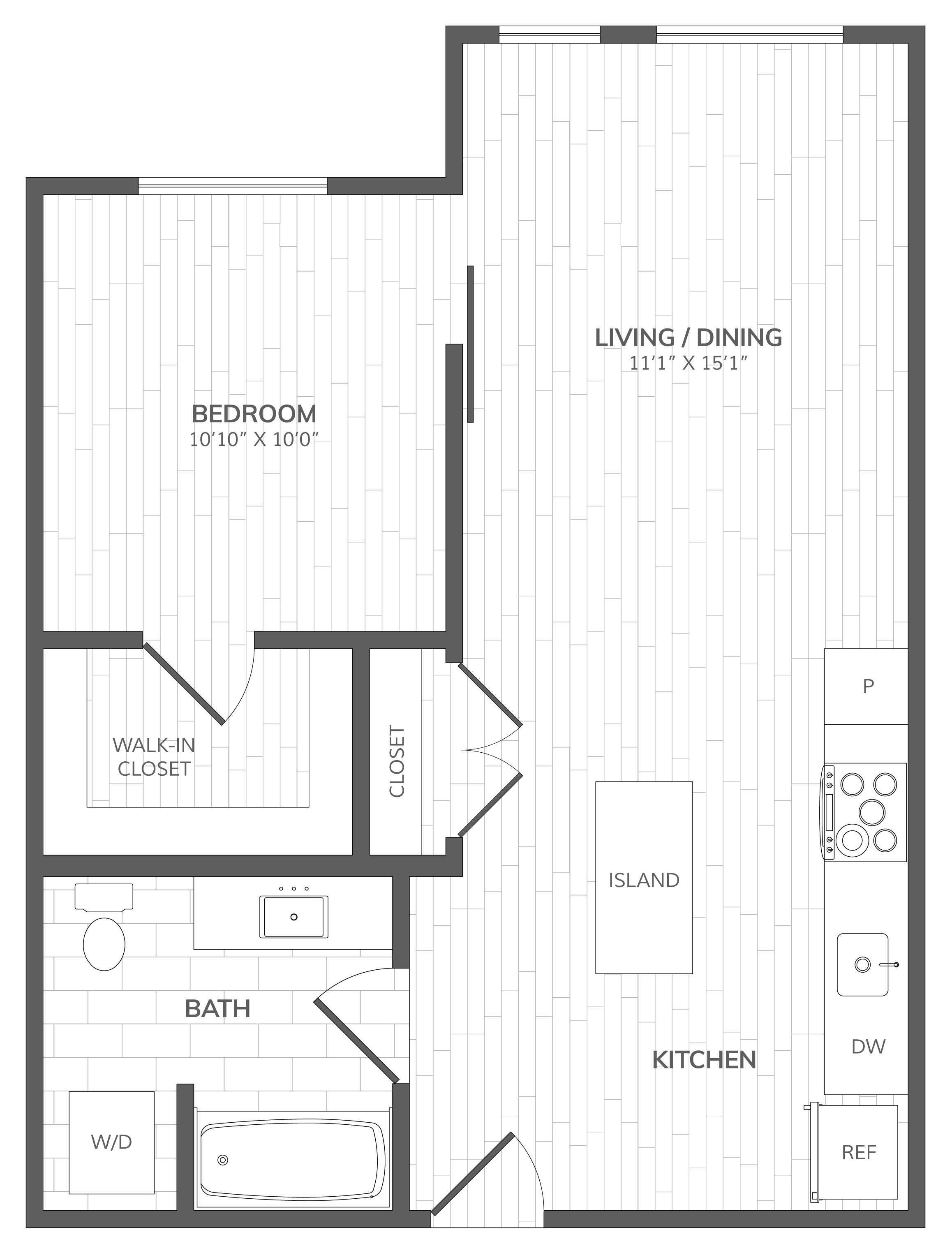 1 Bed - 1 Bath_766 floor plan