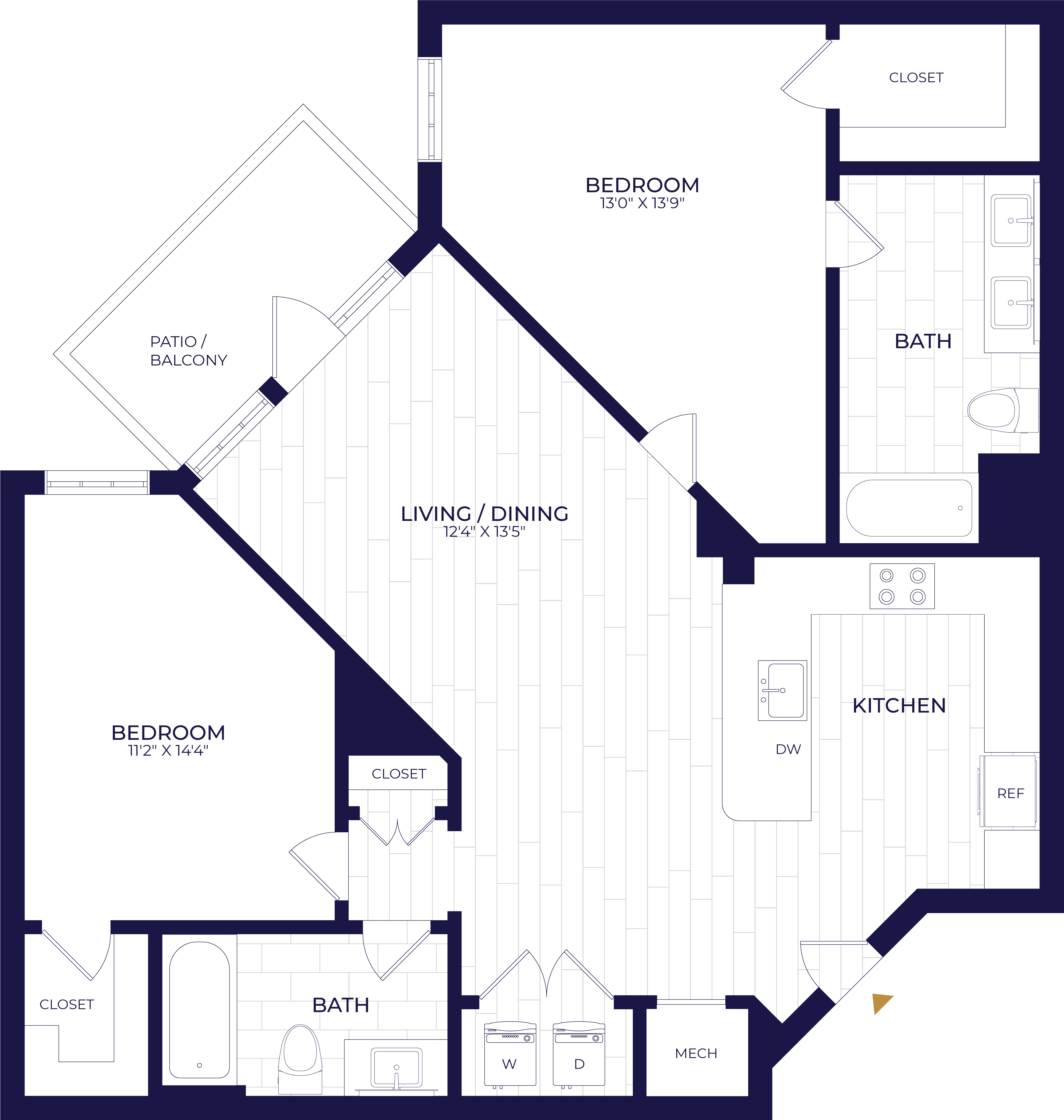 2 Bed/2 Bath-B5 floor plan