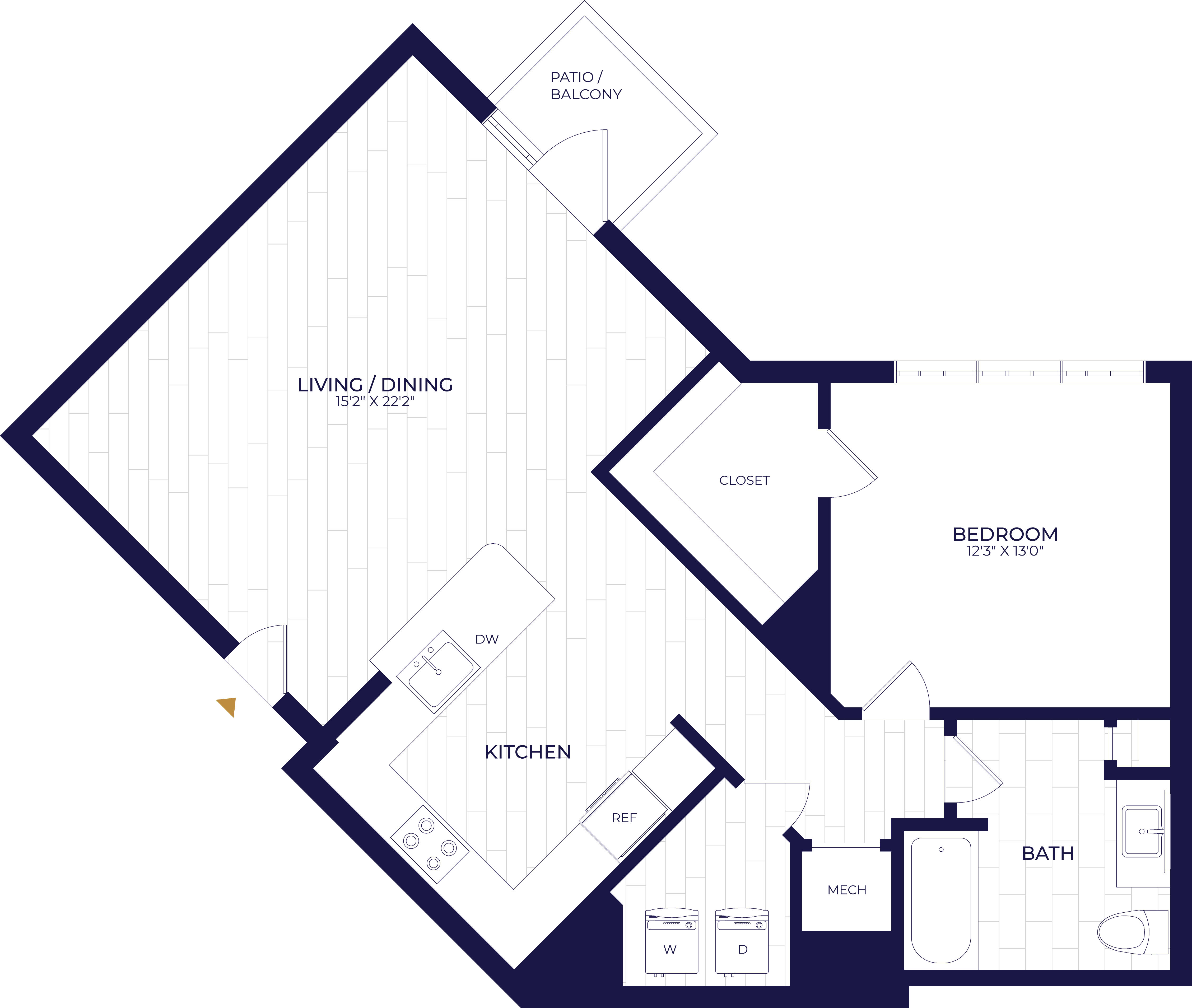 1 Bed/1 Bath-A6 floor plan
