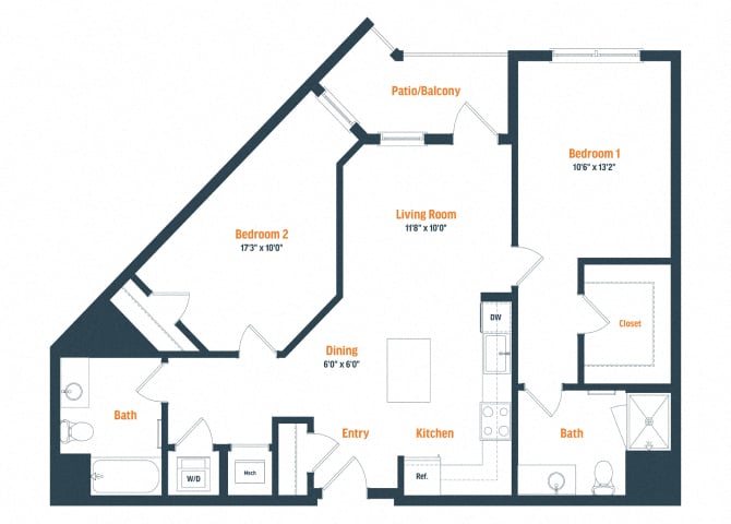 B12 | 2 Bed | 2 Bath floor plan