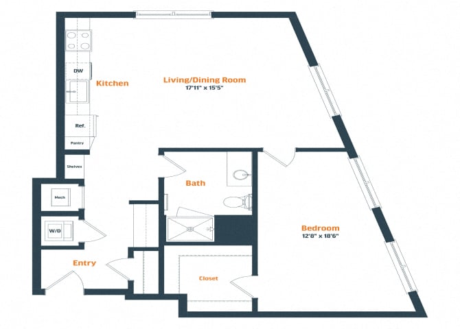 A8 | 1 Bed | 1 Bath floor plan