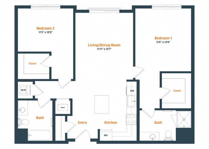 B1 | 2 Bed | 2 Bath floor plan