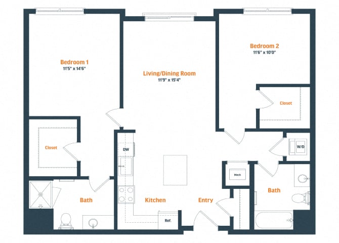 B2 | 2 Bed | 2 Bath floor plan