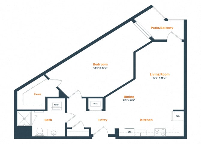 A6 | 1 Bed | 1 Bath floor plan