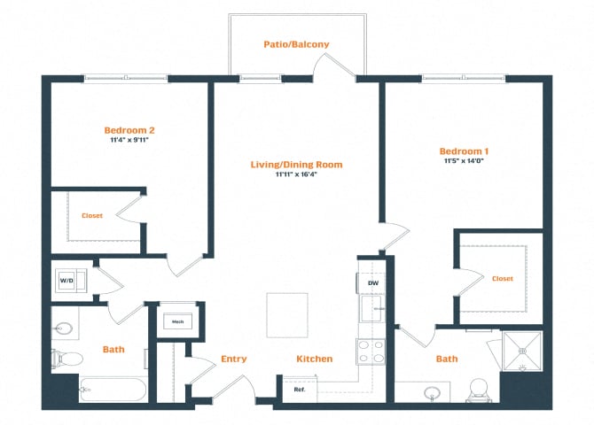 B4.A | 2 Bed | 2 Bath floor plan